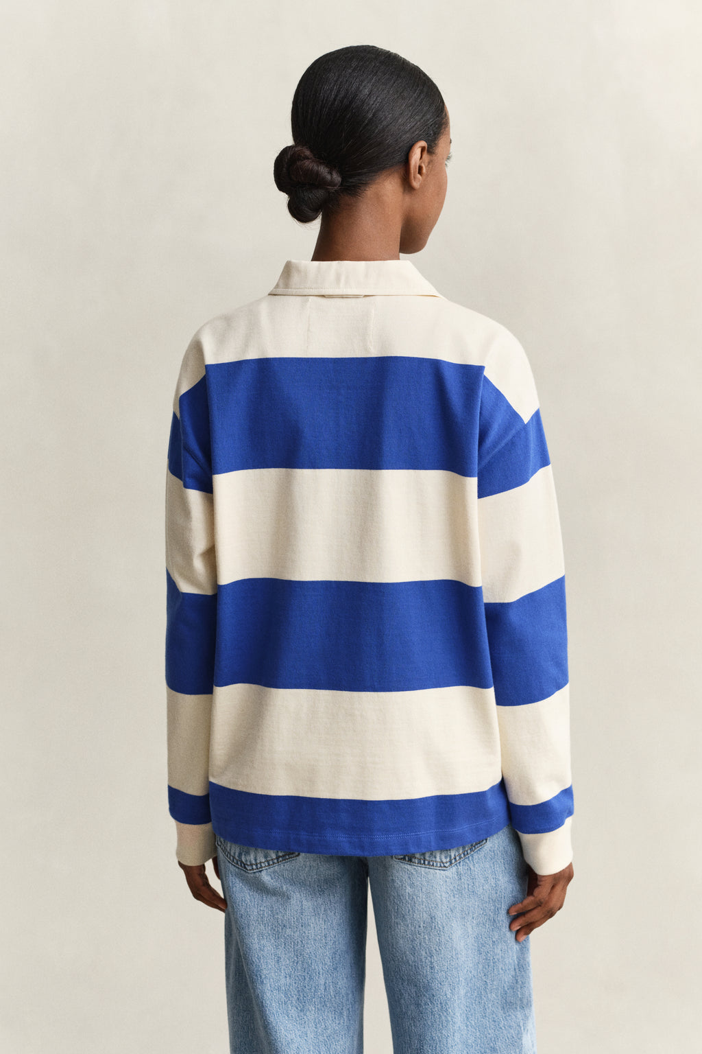 ROYAL BLUE, STRIPED COTTON HEAVY RUGGER, BACK-VIEW BY GANT AU.