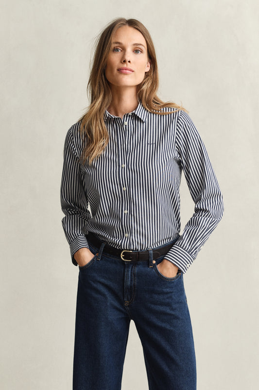CLASSIC BLUE, REG CLASSIC POPLIN STRIPED SHIRT BY GANT AU.
