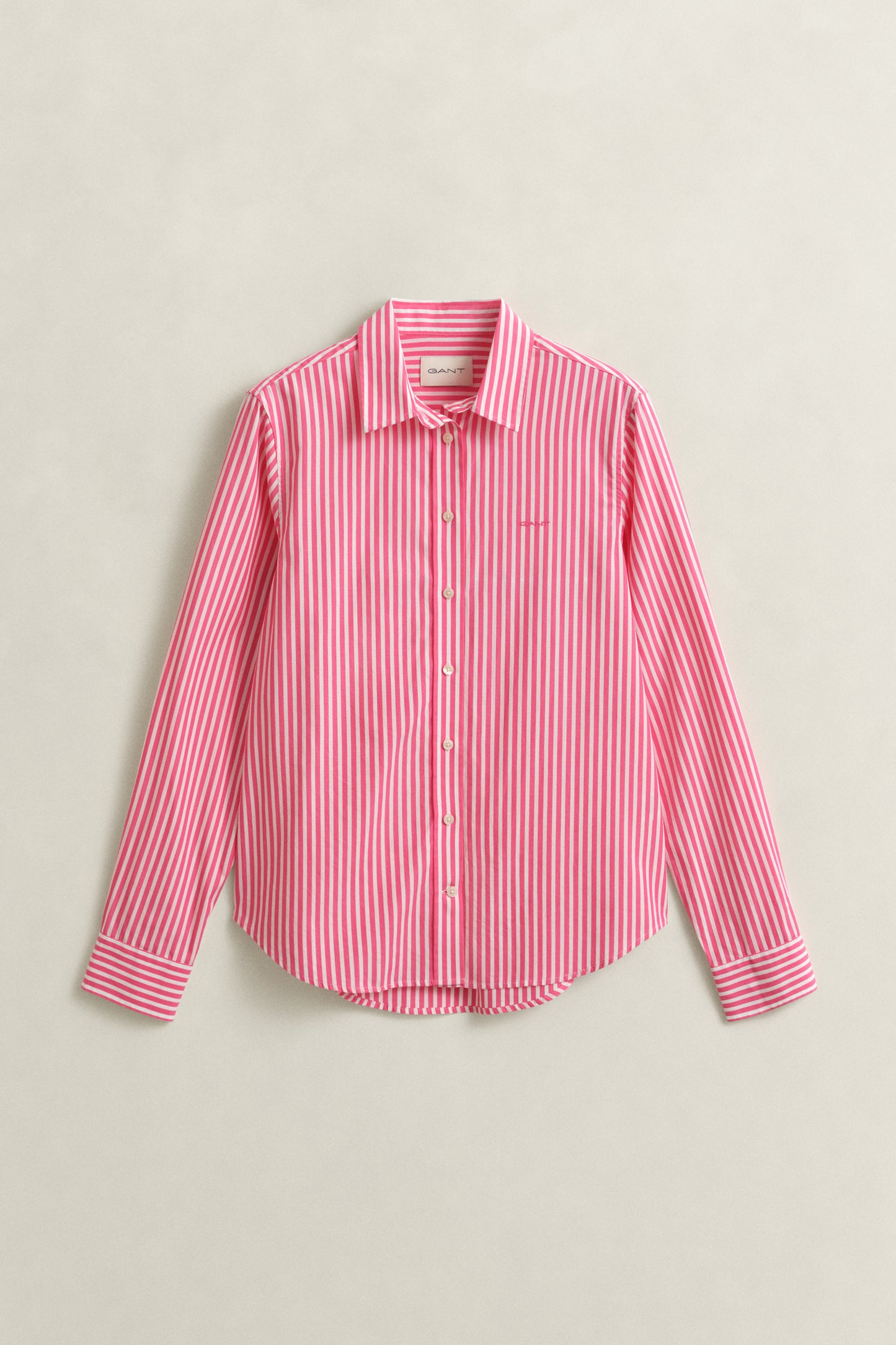 BRIGHT FUSCHIA, REG CLASSIC POPLIN STRIPED SHIRT, FLAT-LAY BY GANT AU.