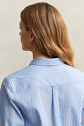 MODEL WEARING REG CLASSIC POPLIN STRIPE SHIRT