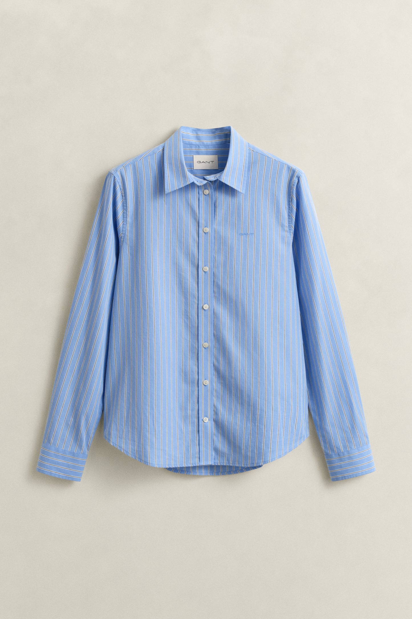 HYDRANGEA BLUE, REG CLASSIC POPLIN STRIPE SHIRT, FLAT-LAY BY GANT AU.