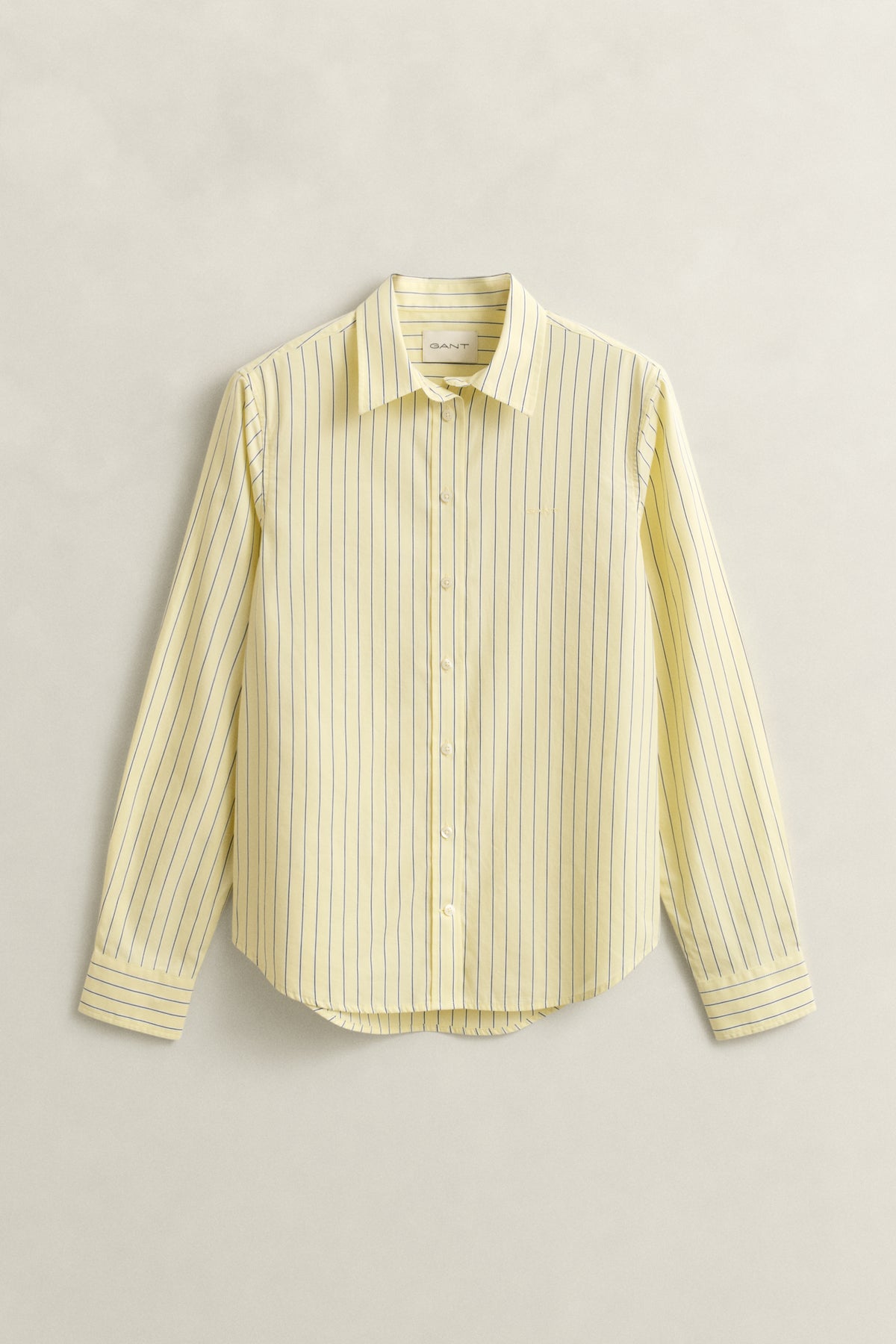 VANILLA YELLOW, REG CLASSIC POPLIN STRIPE SHIRT, FLAT-LAY BY GANT AU.