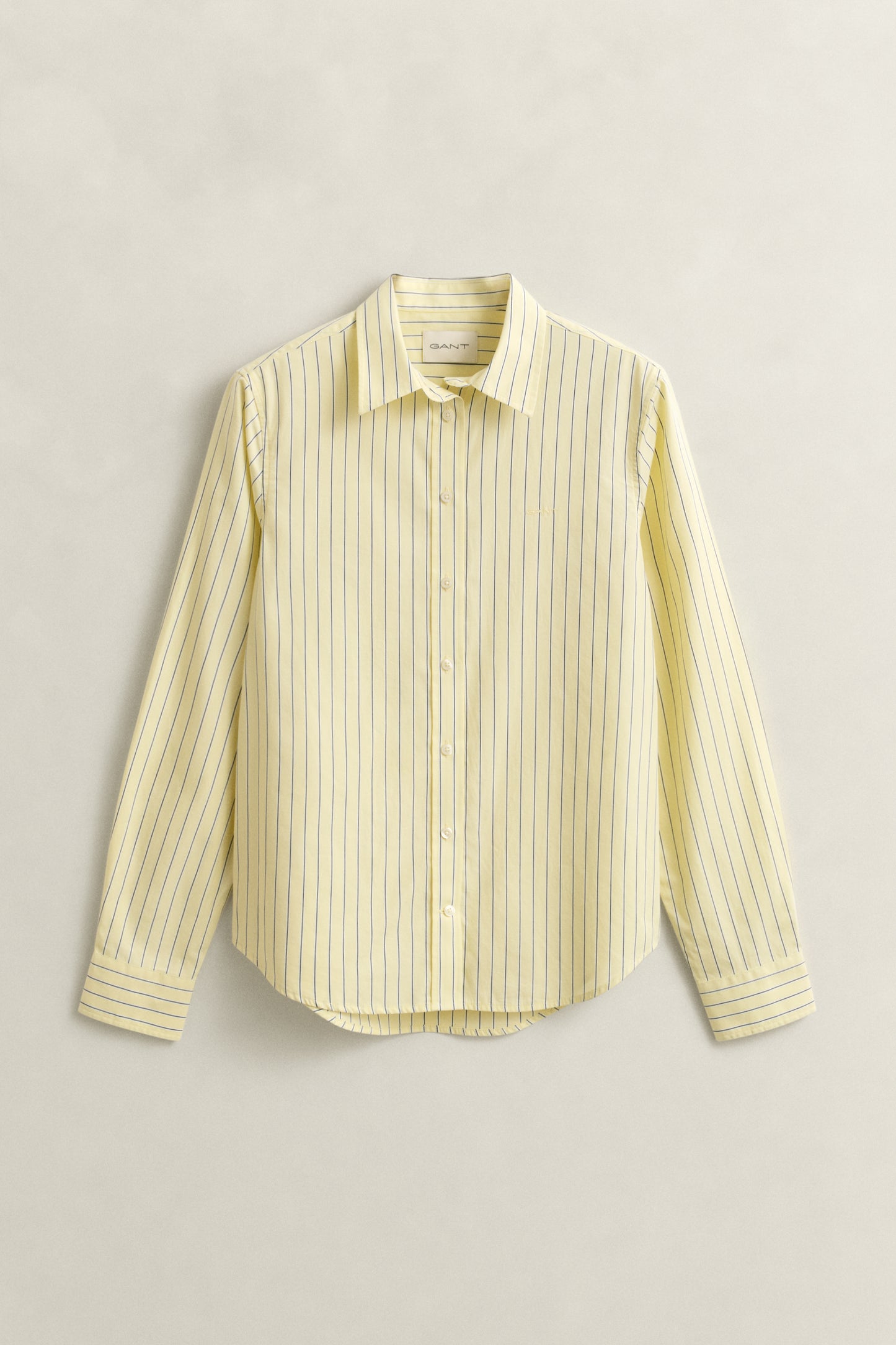 VANILLA YELLOW, REG CLASSIC POPLIN STRIPE SHIRT, FLAT-LAY BY GANT AU.