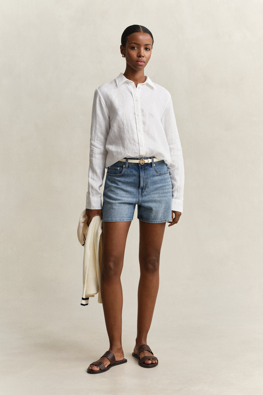 WHITE, REG LINEN LS SHIRT BY GANT AU.
