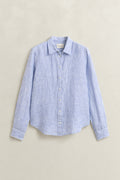 ROYAL BLUE, REG STRIPED LINEN LS SHIRT, FLAT-LAY BY GANT AU.