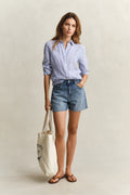 ROYAL BLUE, REG STRIPED LINEN LS SHIRT BY GANT AU.