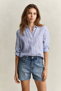 ROYAL BLUE, REG STRIPED LINEN LS SHIRT, FRONT-VIEW BY GANT AU.