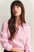 MODEL WEARING REG STRIPED LINEN LS SHIRT