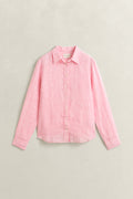 BRIGHT FUSCHIA, REG STRIPED LINEN LS SHIRT, FLAT-LAY BY GANT AU.
