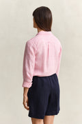 BRIGHT FUSCHIA, REG STRIPED LINEN LS SHIRT, BACK-VIEW BY GANT AU.