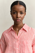 PERFECT RED, REL STRIPED LINEN LS SHIRT, CLOSE-UP BY GANT AU.