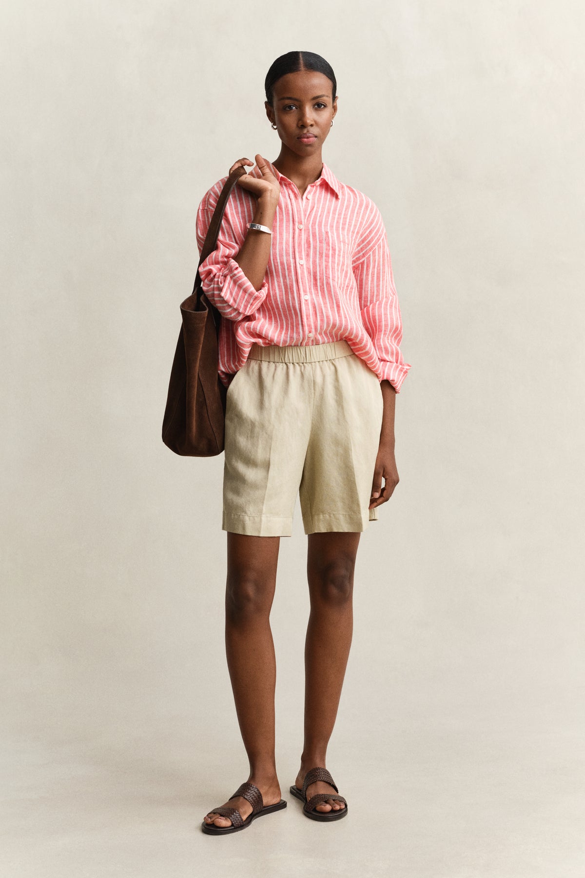 Relaxed Fit Striped Linen Shirt