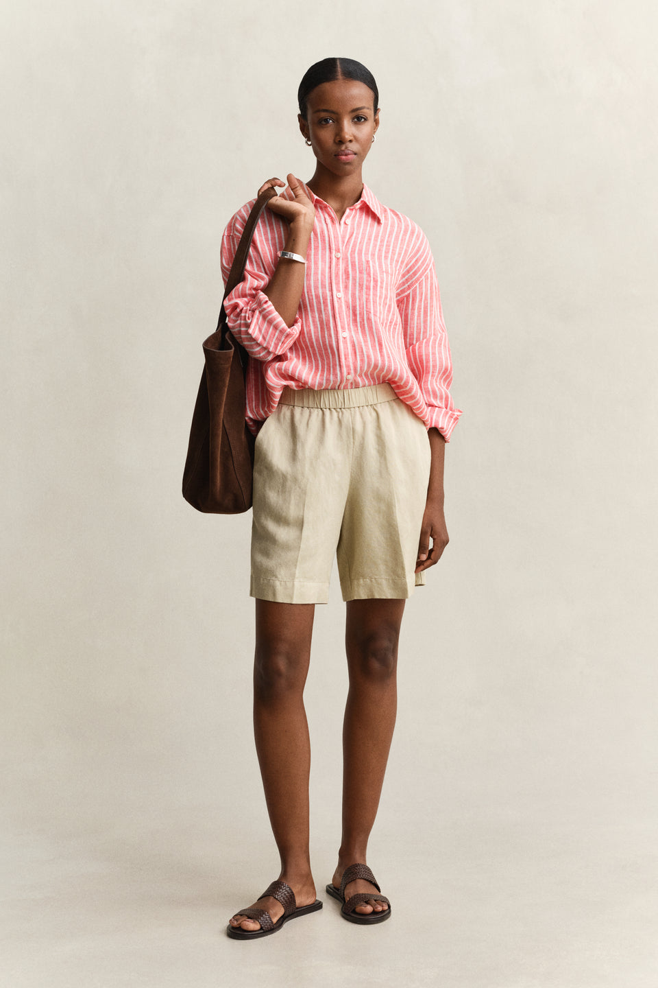 Relaxed Fit Striped Linen Shirt