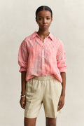 PERFECT RED, REL STRIPED LINEN LS SHIRT, FRONT-VIEW BY GANT AU.