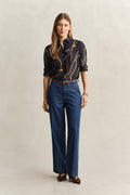 EVENING BLUE, REG PRINTED CTN SILK LS SHIRT BY GANT AU.