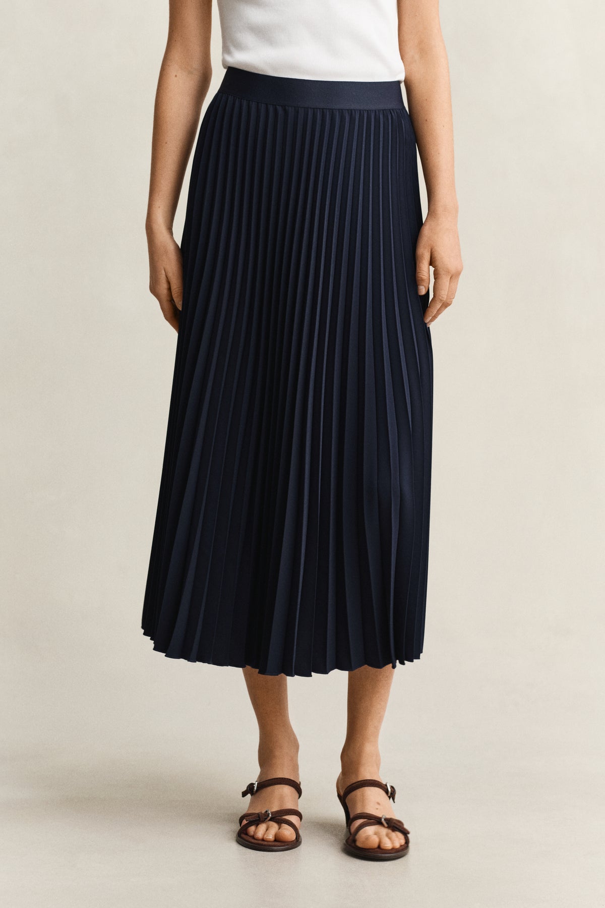 MODEL WEARING Pleated Midi Skirt