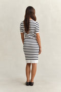 EGGSHELL, STRETCH COTTON CABLE SS DRESS, BACK-VIEW BY GANT AU.