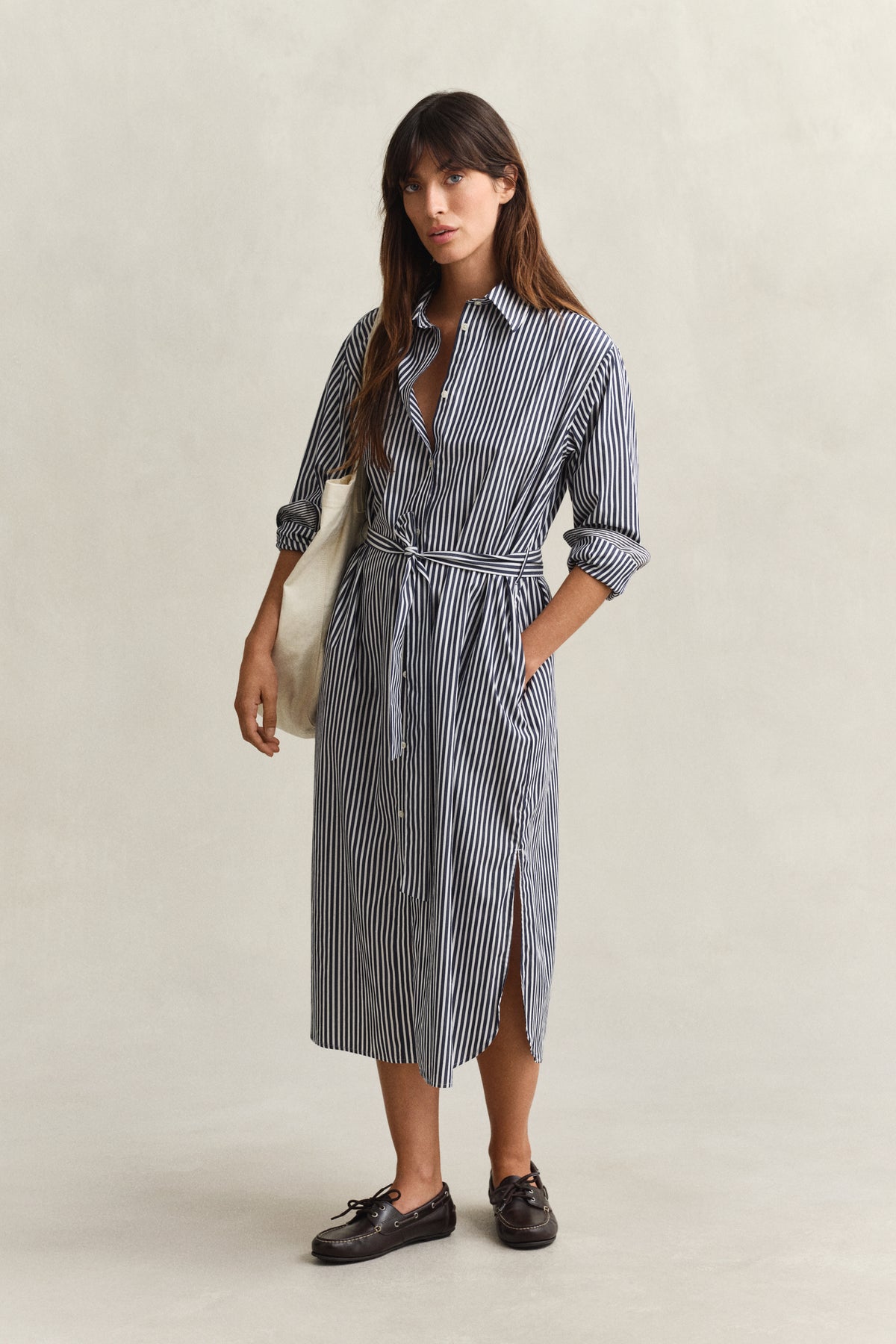 CLASSIC BLUE, CLASSIC POPLIN STRIPE SHIRT DRESS BY GANT AU.