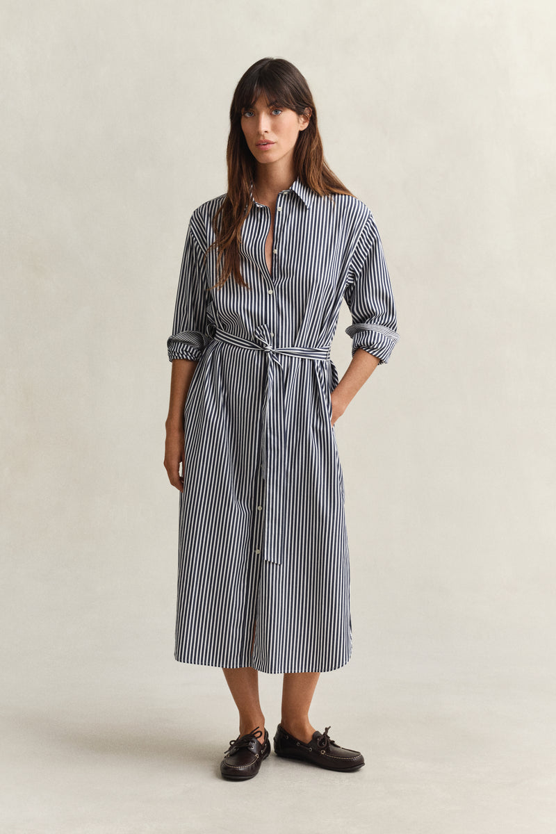 Striped Poplin Shirt Dress