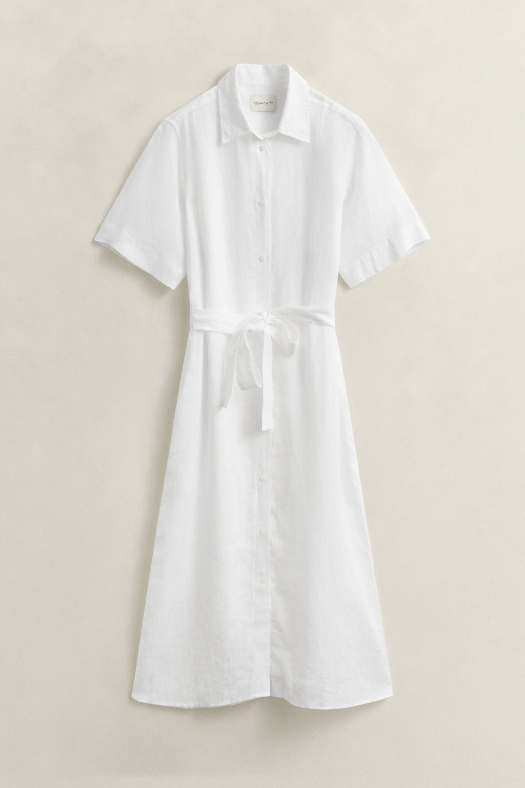 WHITE, LINEN SS SHIRT DRESS, FLAT-LAY BY GANT AU.