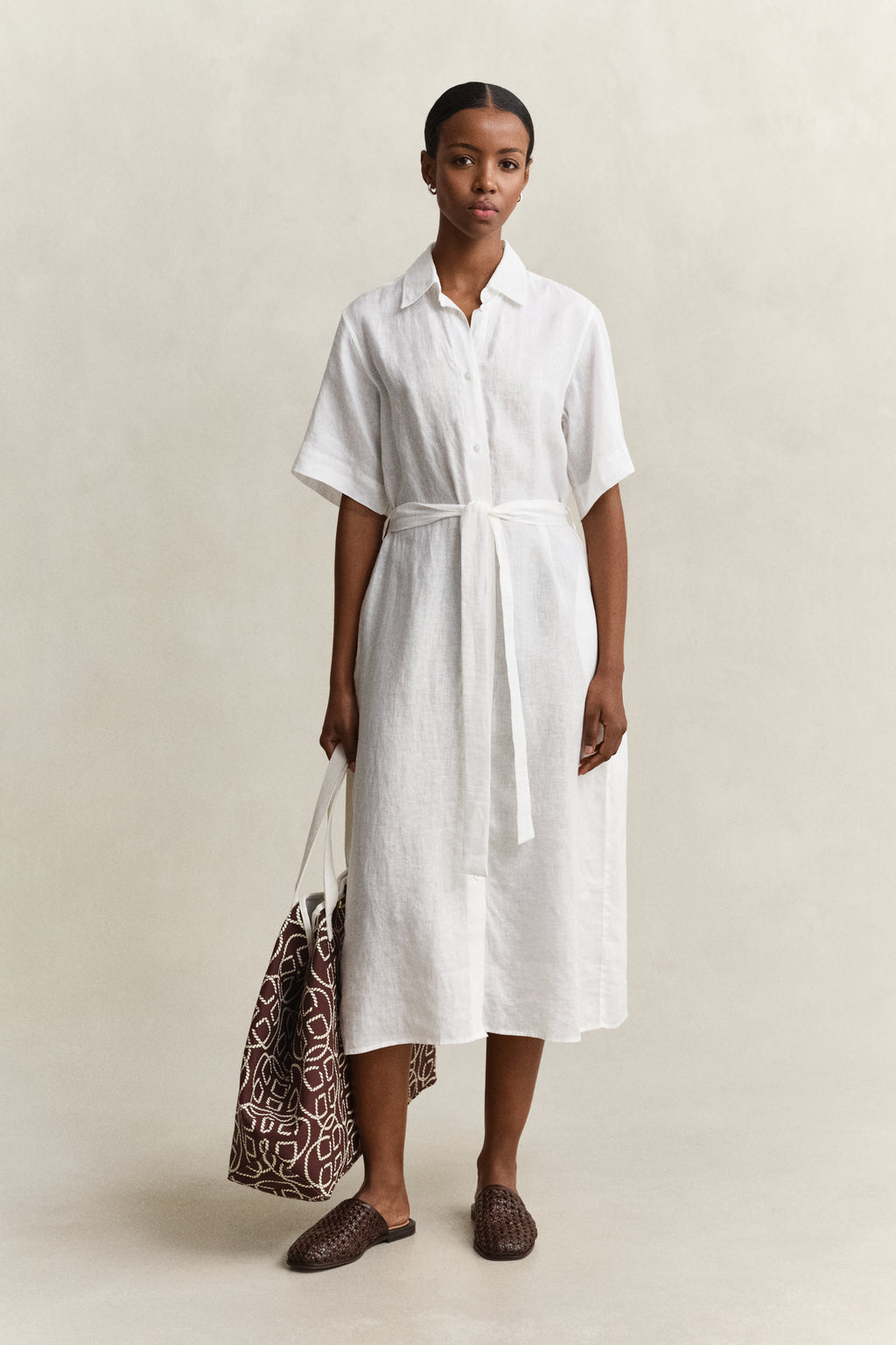 WHITE, LINEN SS SHIRT DRESS BY GANT AU.