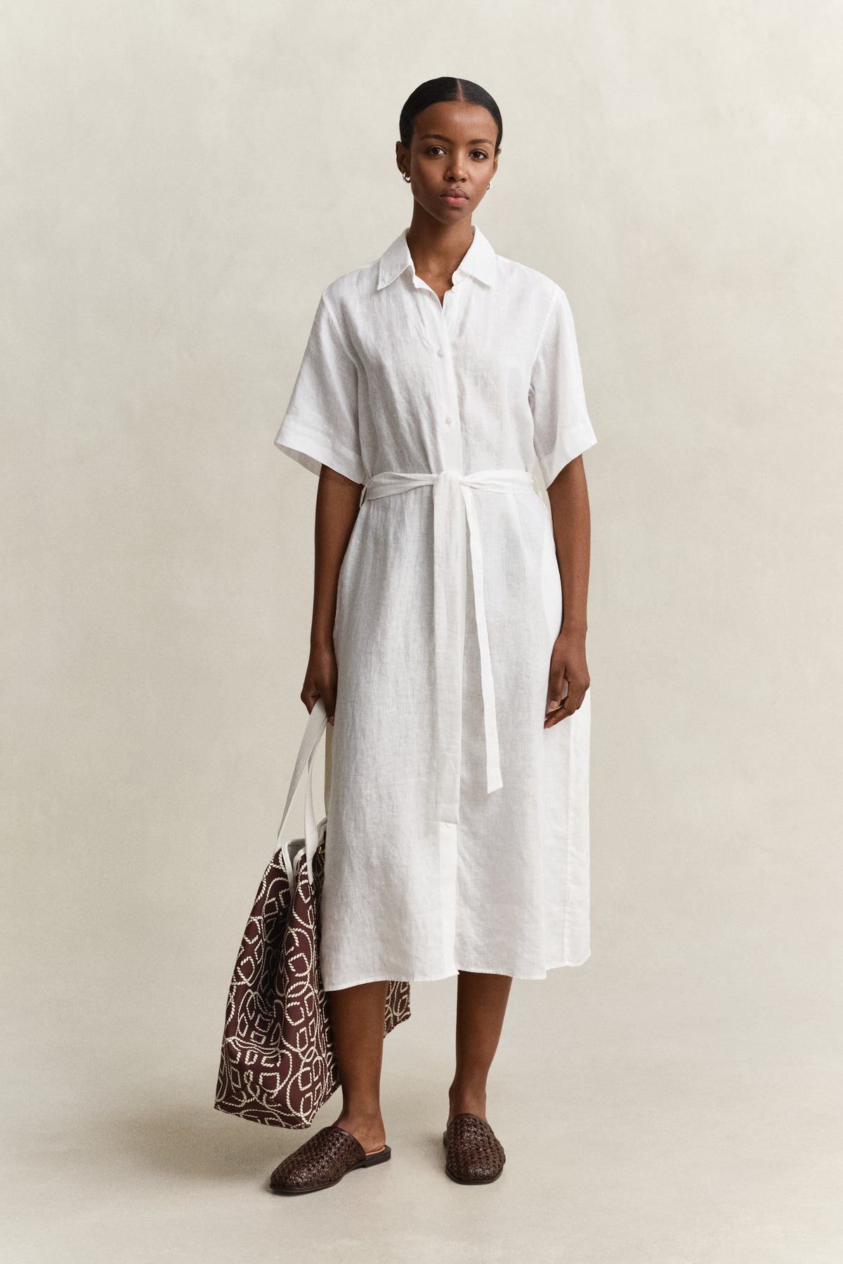 WHITE, LINEN SS SHIRT DRESS BY GANT AU.