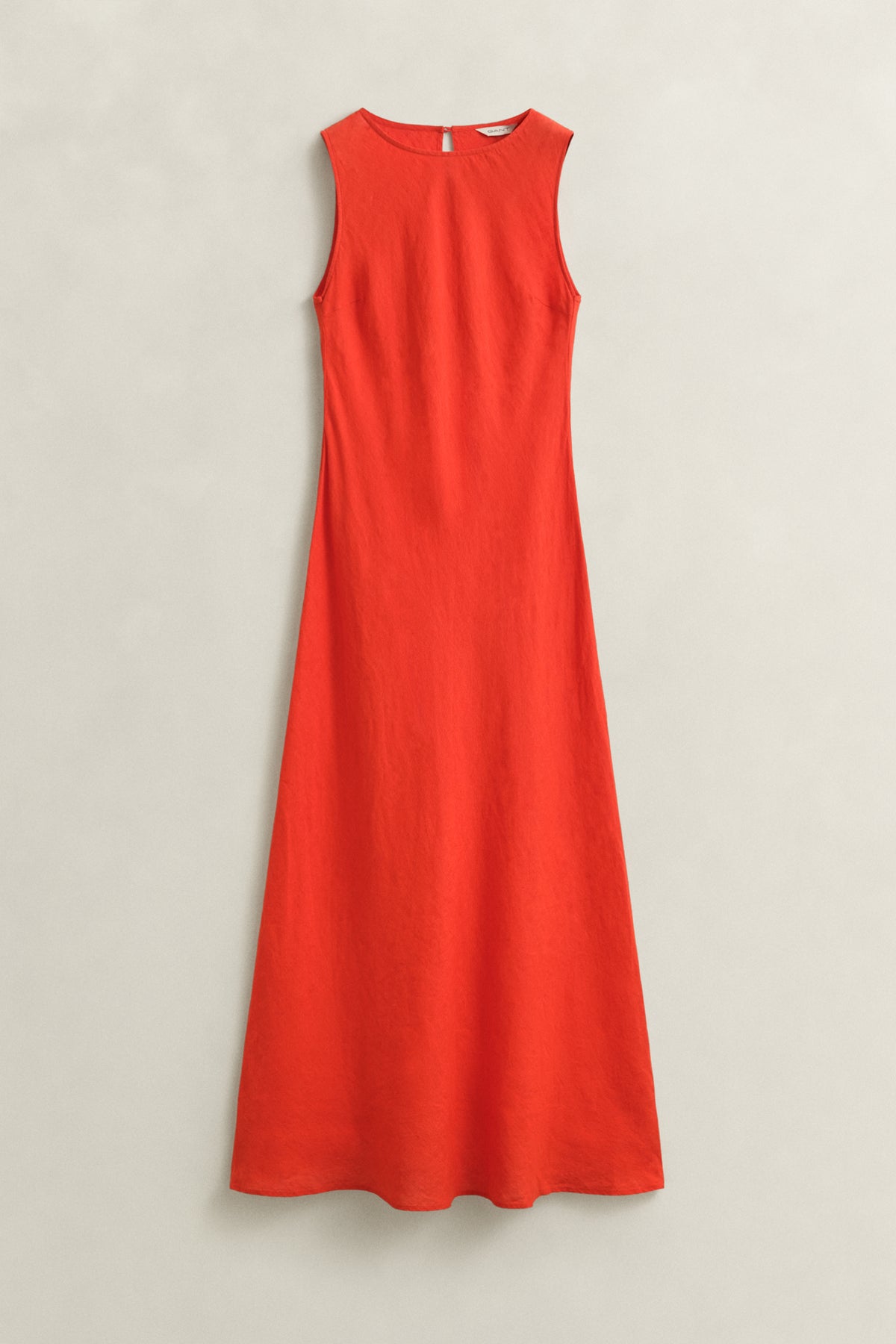 PERFECT RED, LINEN BIAS CUT MIDI DRESS, FRONT-VIEW BY GANT AU.