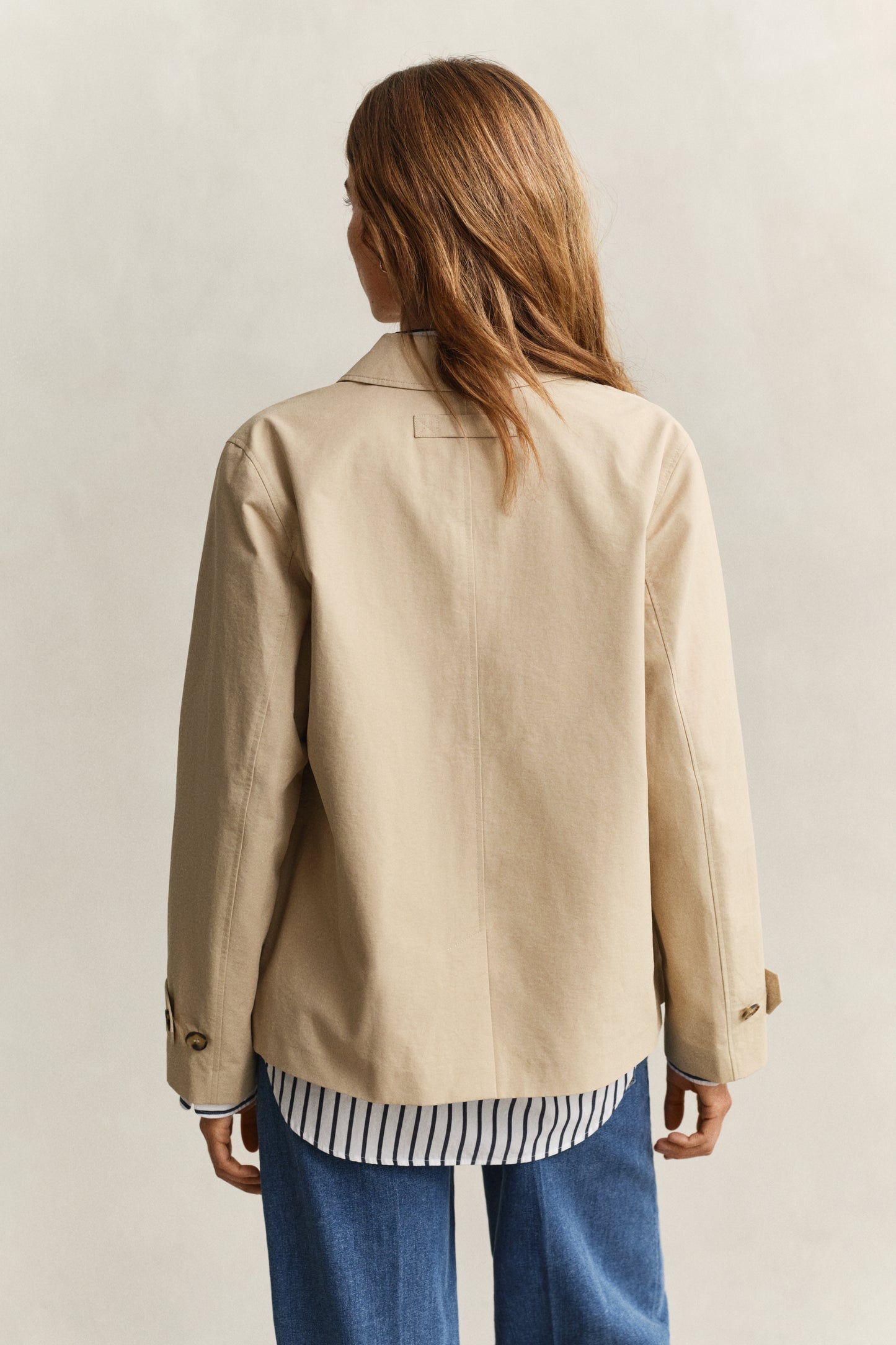 OAT BEIGE, Short Car Coat, BACK-VIEW BY GANT AU.