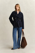 EVENING BLUE, FLUID SHORT TRENCH COAT BY GANT AU.