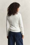 EGGSHELL, STRETCH COTTON CABLE V-NECK, BACK-VIEW BY GANT AU.
