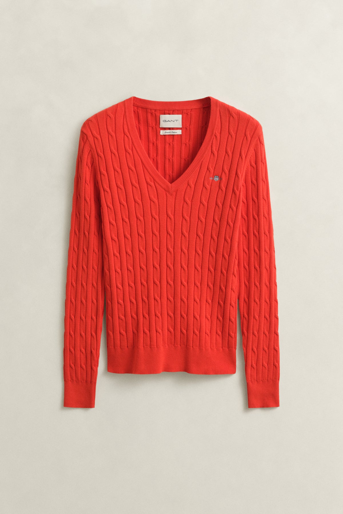 PERFECT RED, Classic Cable Knit Sweater, FLAT-LAY BY GANT AU.