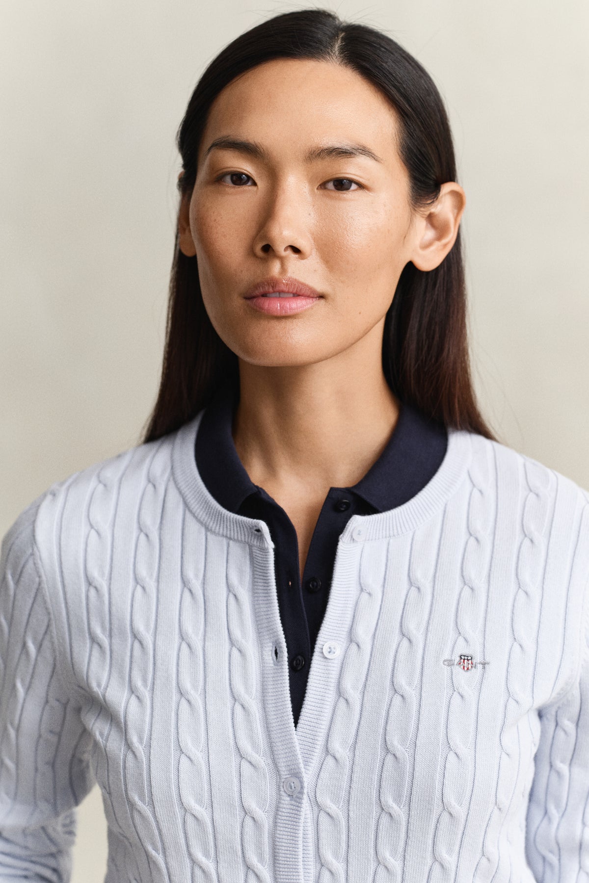 LIGHT BLUE, Stretch Cable Knit Cardigan, CLOSE-UP BY GANT AU.