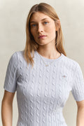 LIGHT BLUE, Stretch Cable Knit Sweater, CLOSE-UP BY GANT AU.