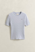 LIGHT BLUE, Stretch Cable Knit Sweater, FLAT-LAY BY GANT AU.