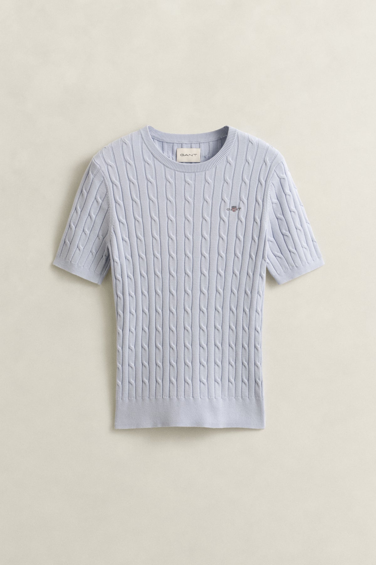 LIGHT BLUE, Stretch Cable Knit Sweater, FLAT-LAY BY GANT AU.