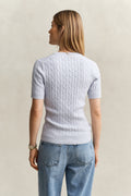 LIGHT BLUE, Stretch Cable Knit Sweater, BACK-VIEW BY GANT AU.