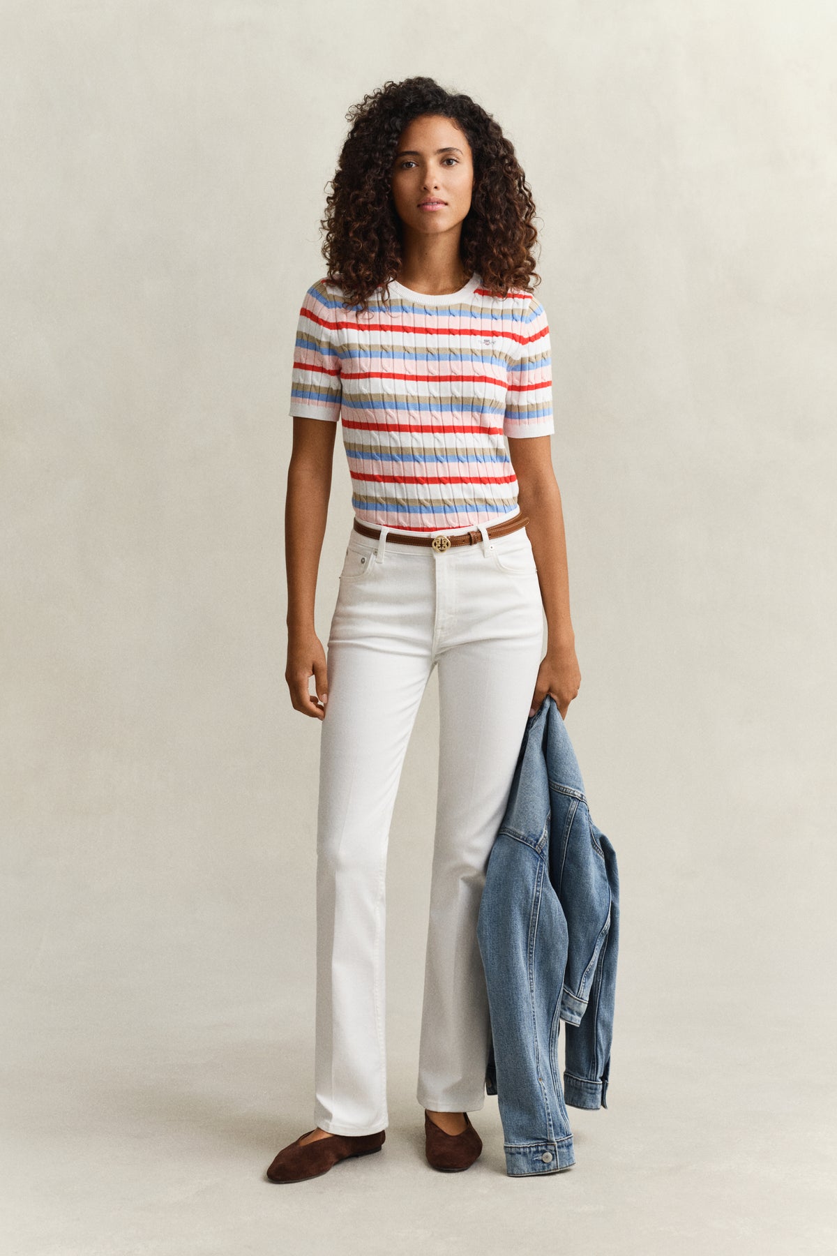 MULTICOLOR, STRETCH COTTON CABLE STRIPE SS BY GANT AU.