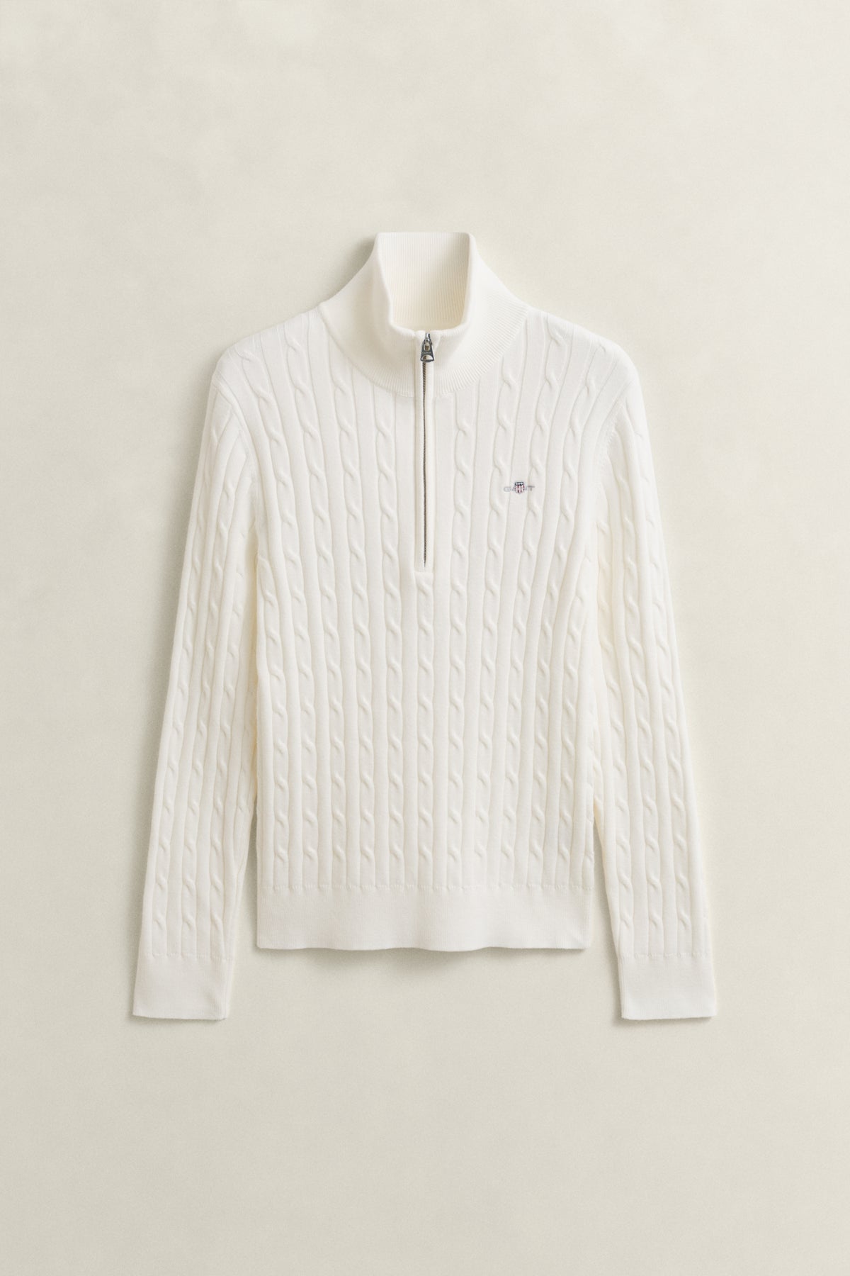EGGSHELL, Stretch Cable Half-Zip Sweater, FLAT-LAY BY GANT AU.