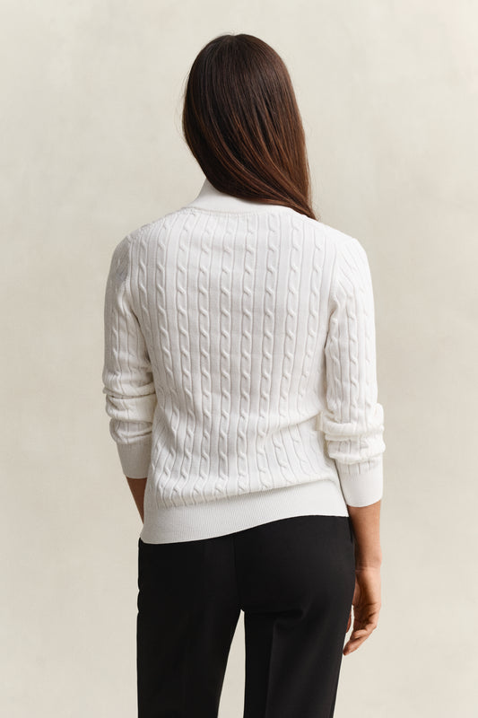 EGGSHELL, Stretch Cable Half-Zip Sweater, BACK-VIEW BY GANT AU.