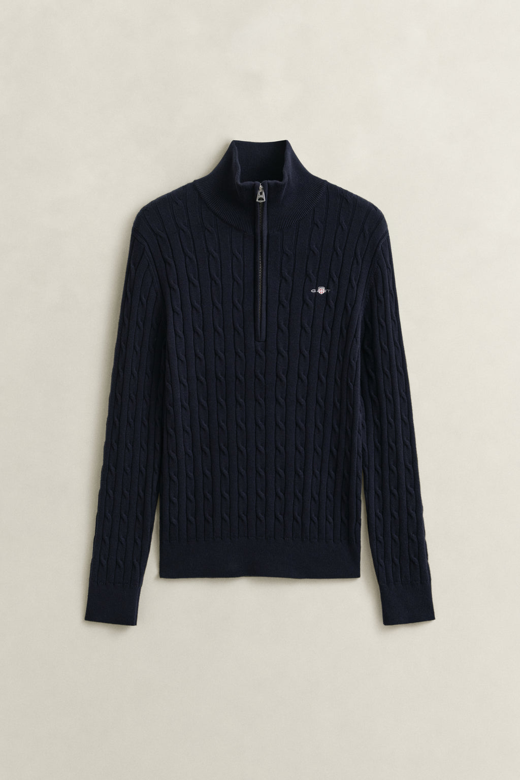 EVENING BLUE, Stretch Cable Half-Zip Sweater, FLAT-LAY BY GANT AU.