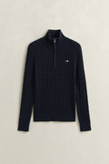 EVENING BLUE, Stretch Cable Half-Zip Sweater, FLAT-LAY BY GANT AU.