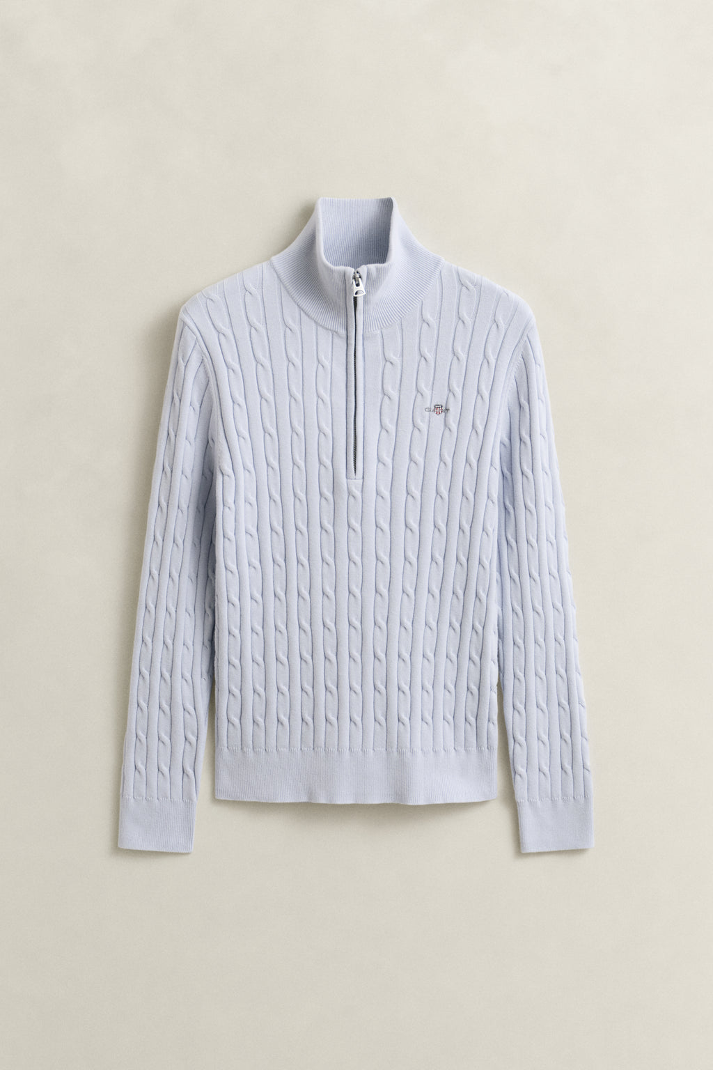 LIGHT BLUE, Stretch Cable Half-Zip Sweater, FLAT-LAY BY GANT AU.