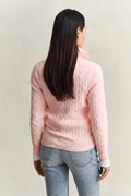 APRICOT PINK, STRETCH COTTON CABLE HALF-ZIP, BACK-VIEW BY GANT AU.