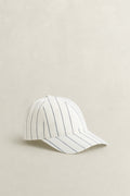 EGGSHELL, STRIPED LINEN BLEND CAP, FRONT-VIEW BY GANT AU.