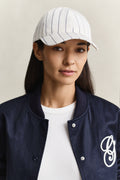 EGGSHELL, STRIPED LINEN BLEND CAP BY GANT AU.