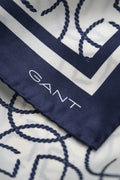 CREAM, MONOGRAM PRINT SILK SCARF, CLOSE-UP BY GANT AU.