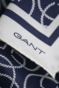 EVENING BLUE, MONOGRAM PRINT SILK SCARF, CLOSE-UP BY GANT AU.