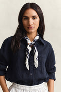 EVENING BLUE, MONOGRAM PRINT SILK SCARF BY GANT AU.