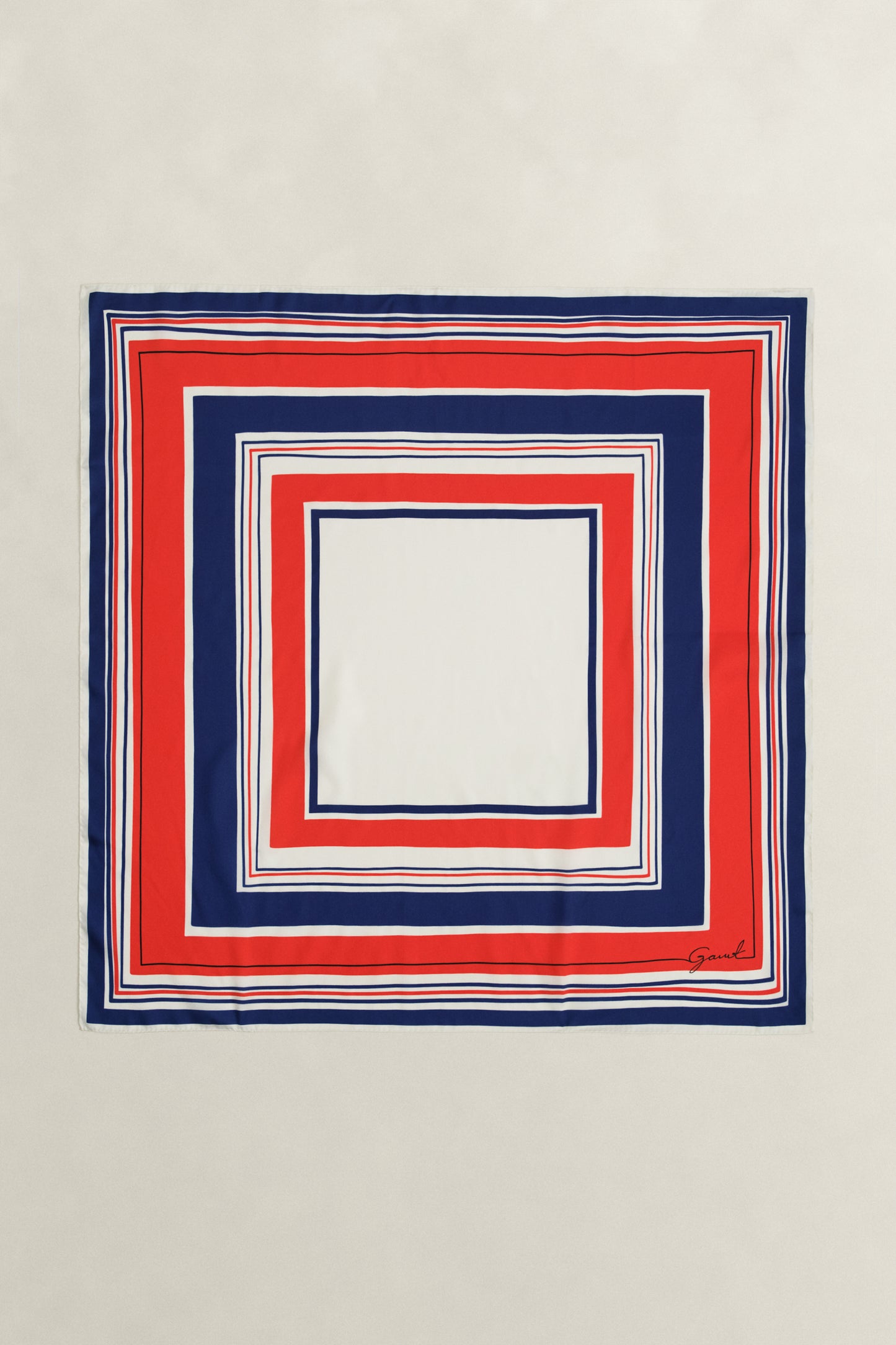 PERFECT RED, NAUTICAL STRIPE PRINT SILK SCARF, FRONT-VIEW BY GANT AU.