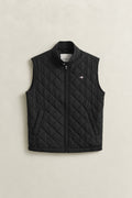 BLACK, QUILTED WINDCHEATER VEST, FRONT-VIEW BY GANT AU.